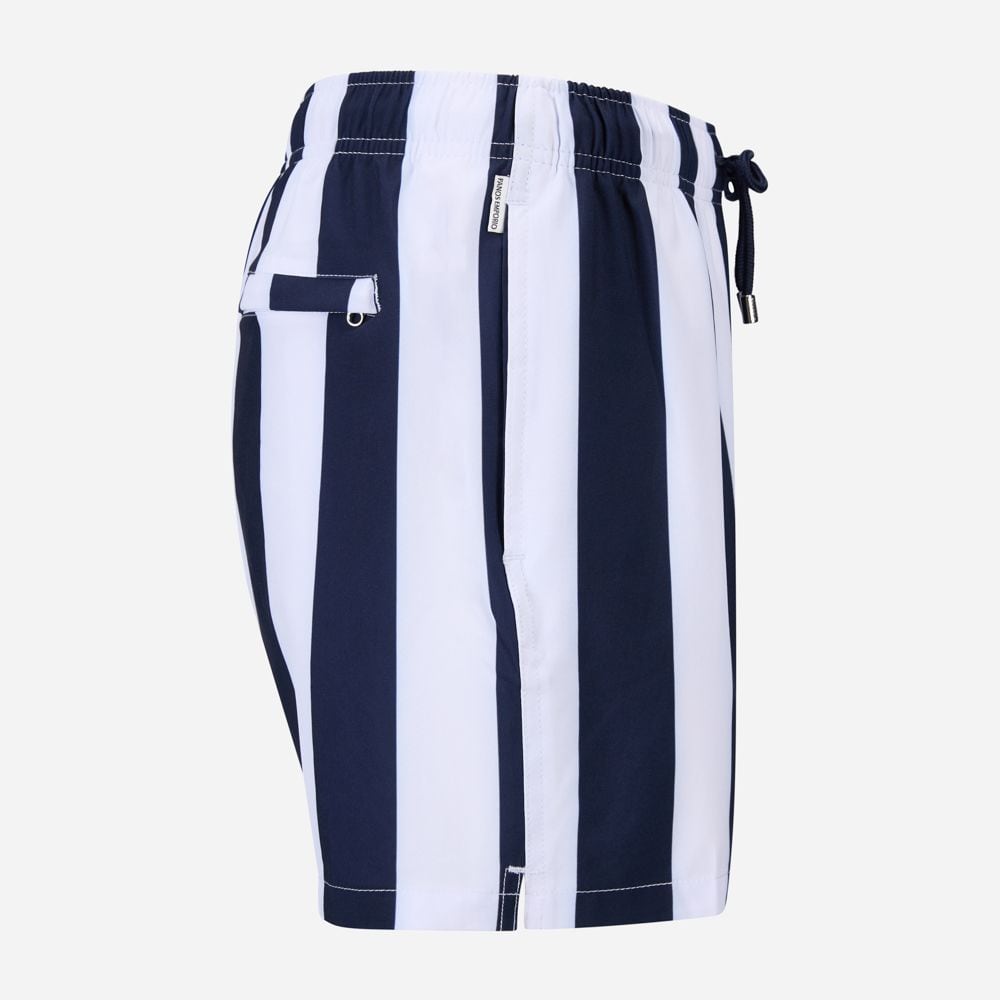 Classic Retro Stripes Swimshorts - Navy-White
