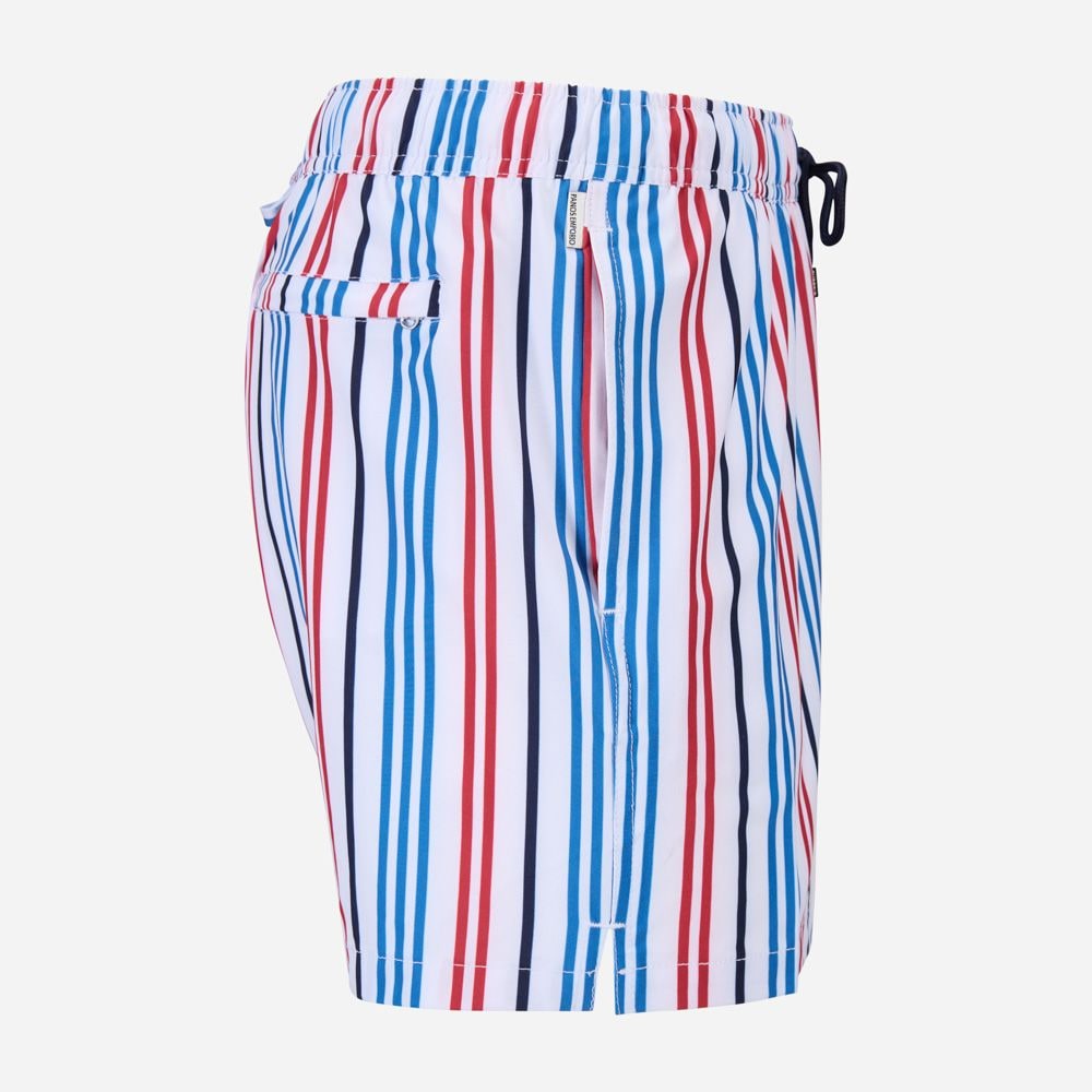 Classic Pinstripe Swimshorts - White-Blue-Red