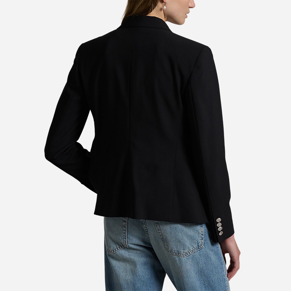 Double-Breasted Stretch-Wool Blazer - Black