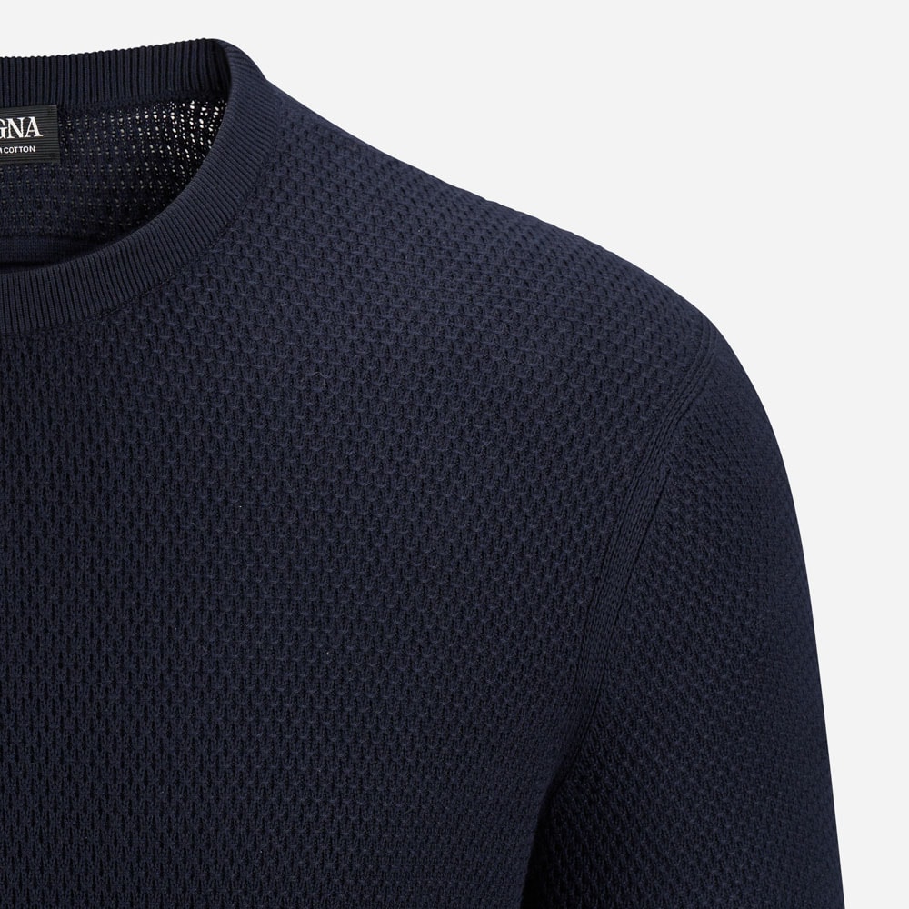 Short Sleeve Crewneck Knit -  Nvy Sld