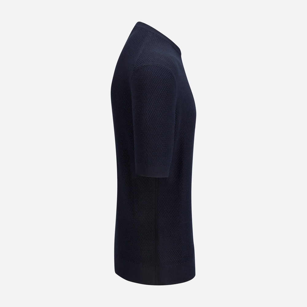 Short Sleeve Crewneck Knit -  Nvy Sld