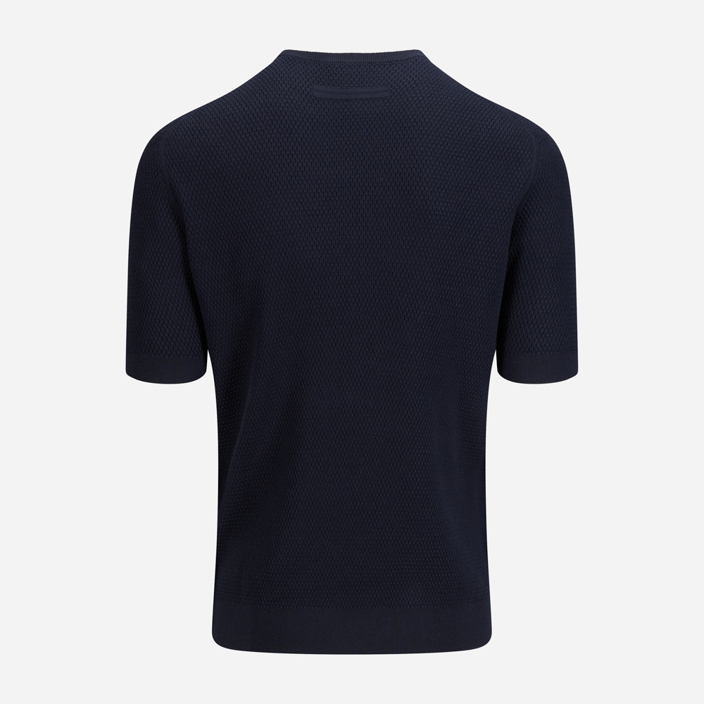 Short Sleeve Crewneck Knit -  Nvy Sld