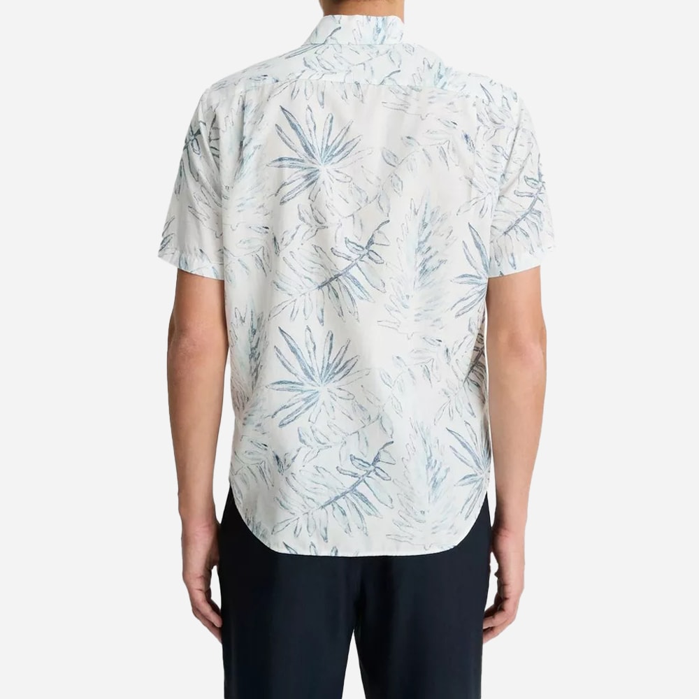 Venice Palms Cotton-Blend Short-Sleeve Shirt - Sea Marble
