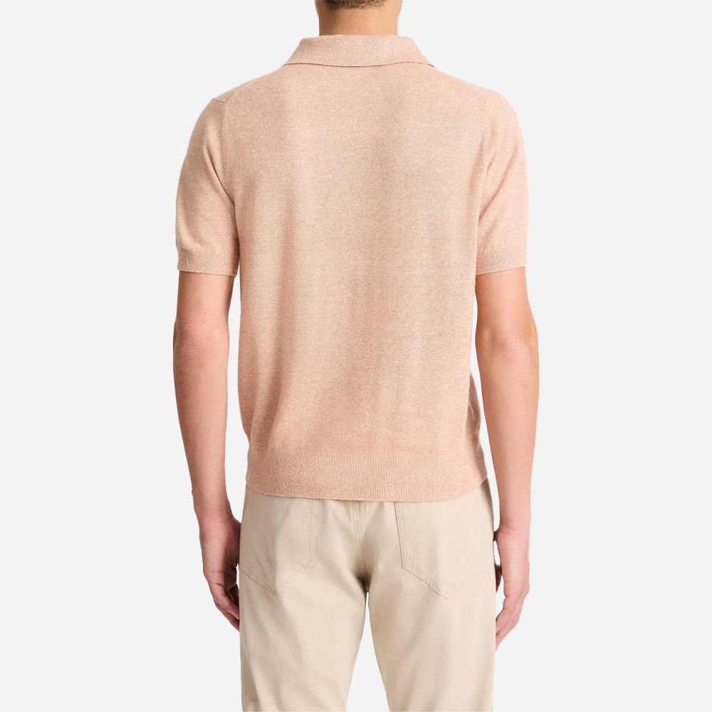 Linen & Wool-Blend Polo Sweater - Apricot