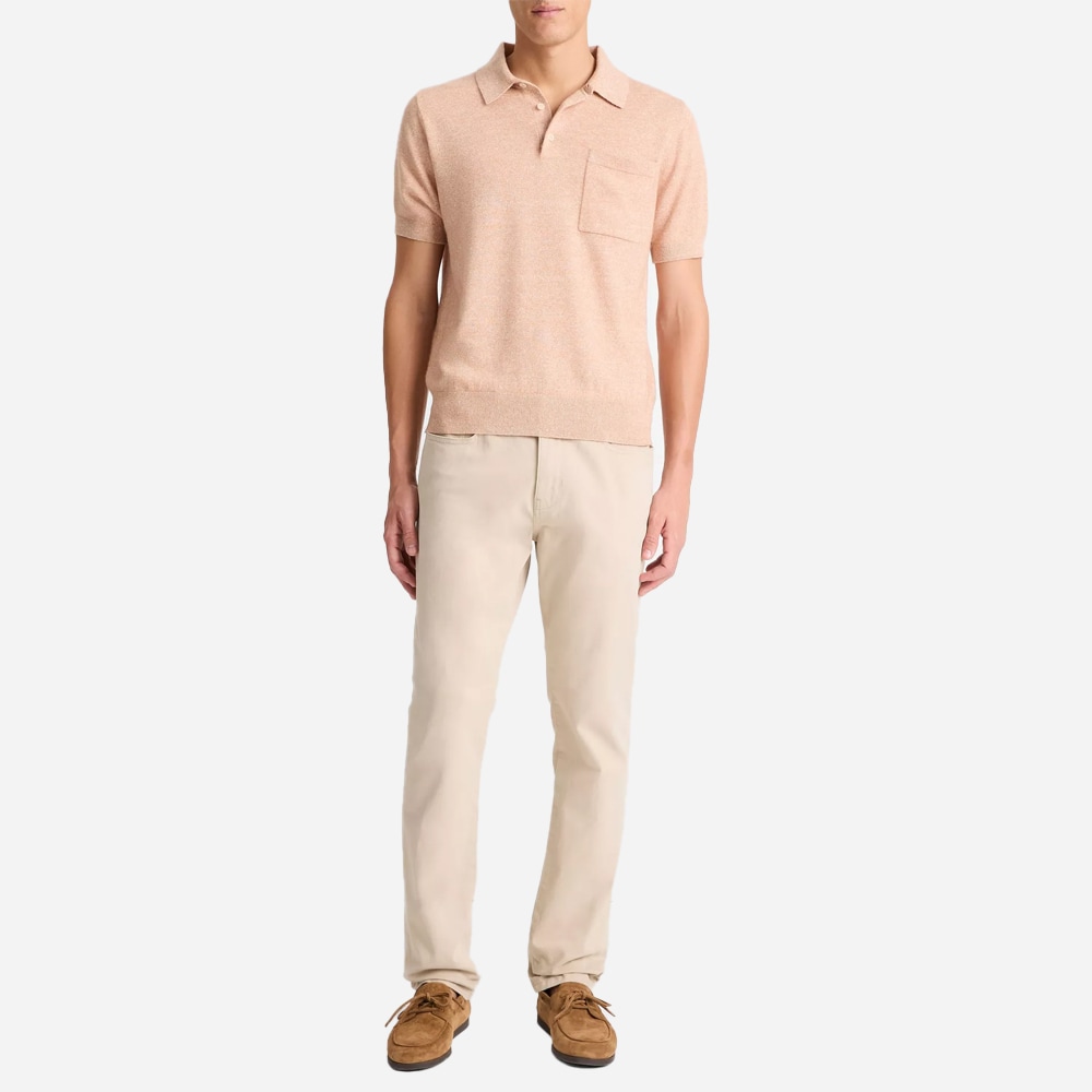 Linen & Wool-Blend Polo Sweater - Apricot