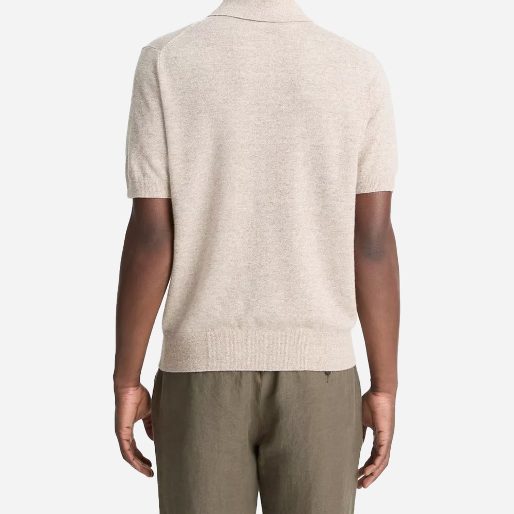 Linen & Wool-Blend Polo Sweater - Heather Shroom