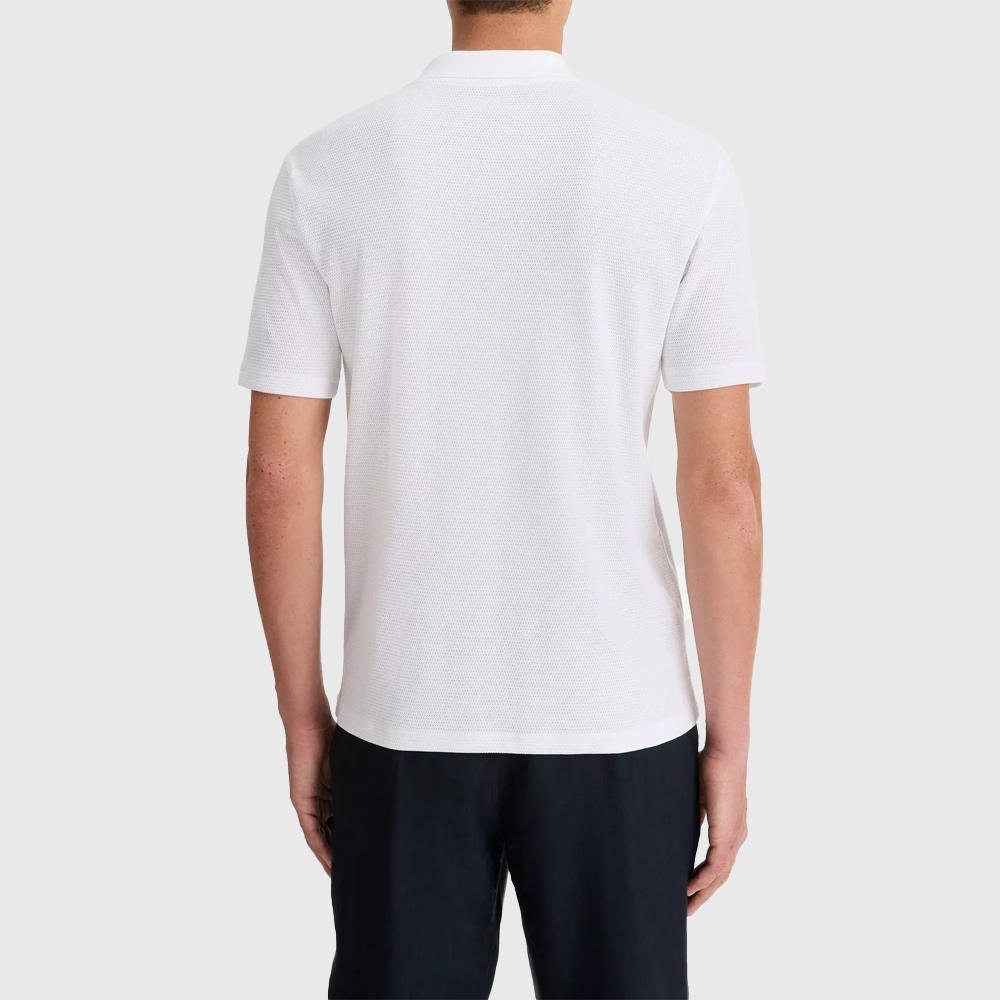 Cotton-Blend Johnny-Collar Polo Shirt - Optic White