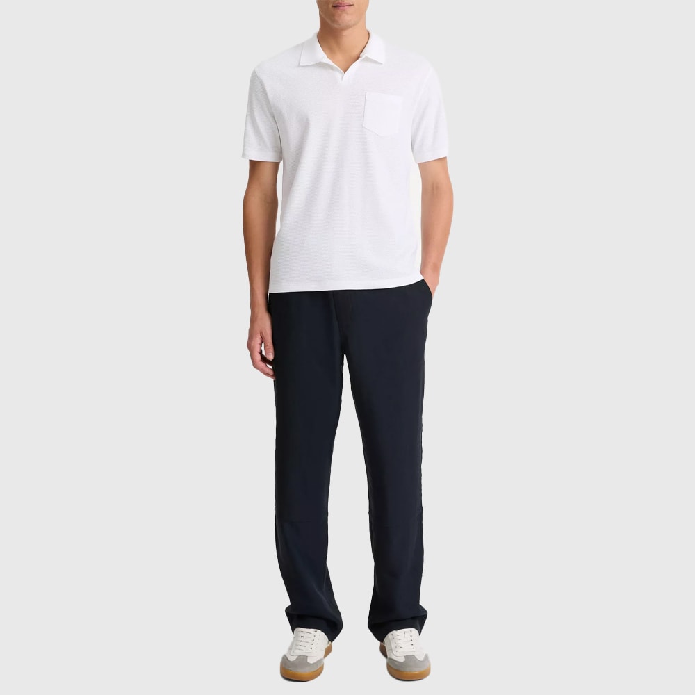 Cotton-Blend Johnny-Collar Polo Shirt - Optic White