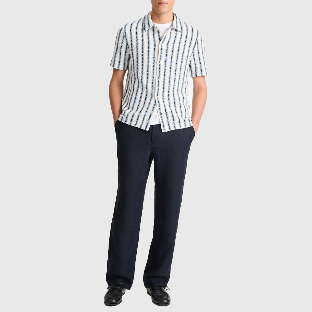 Beach Stripe Italian Cotton-Blend Shirt - Cabo Blue Stripes