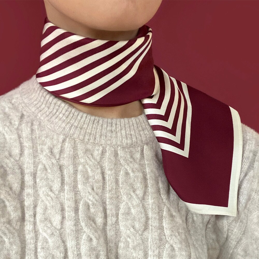 No. 13 Silk Scarf - Wine Red