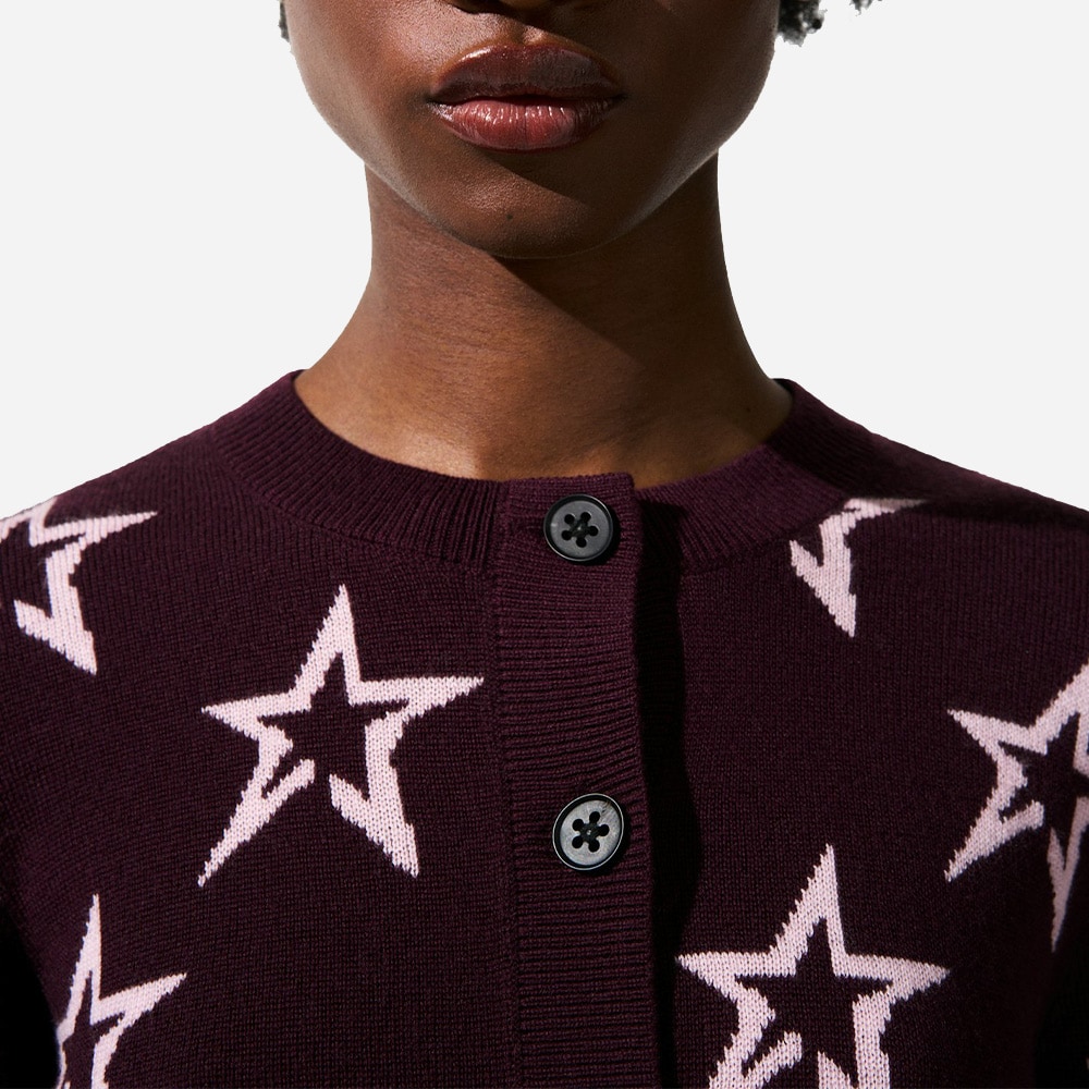 Chalet Cardigan - Burgundy - Pink