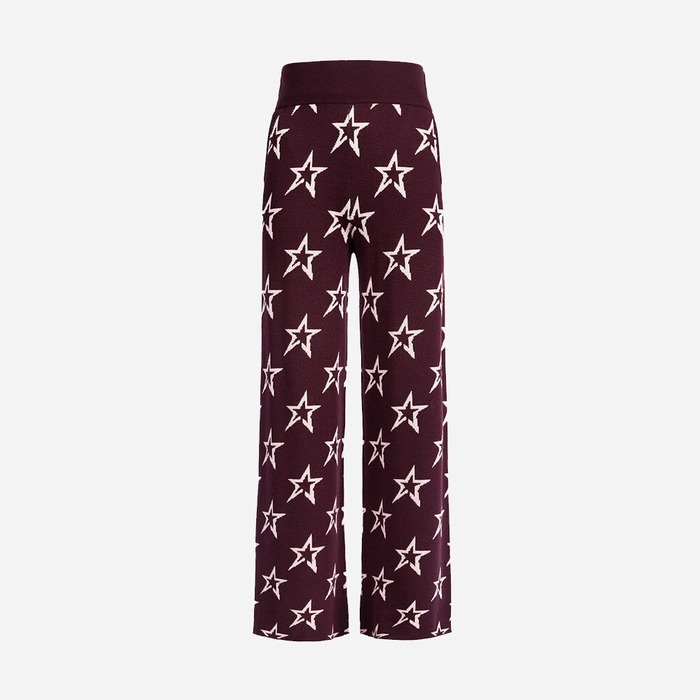 Chalet Wide Leg Knitted Pant - Burgundy - Pink