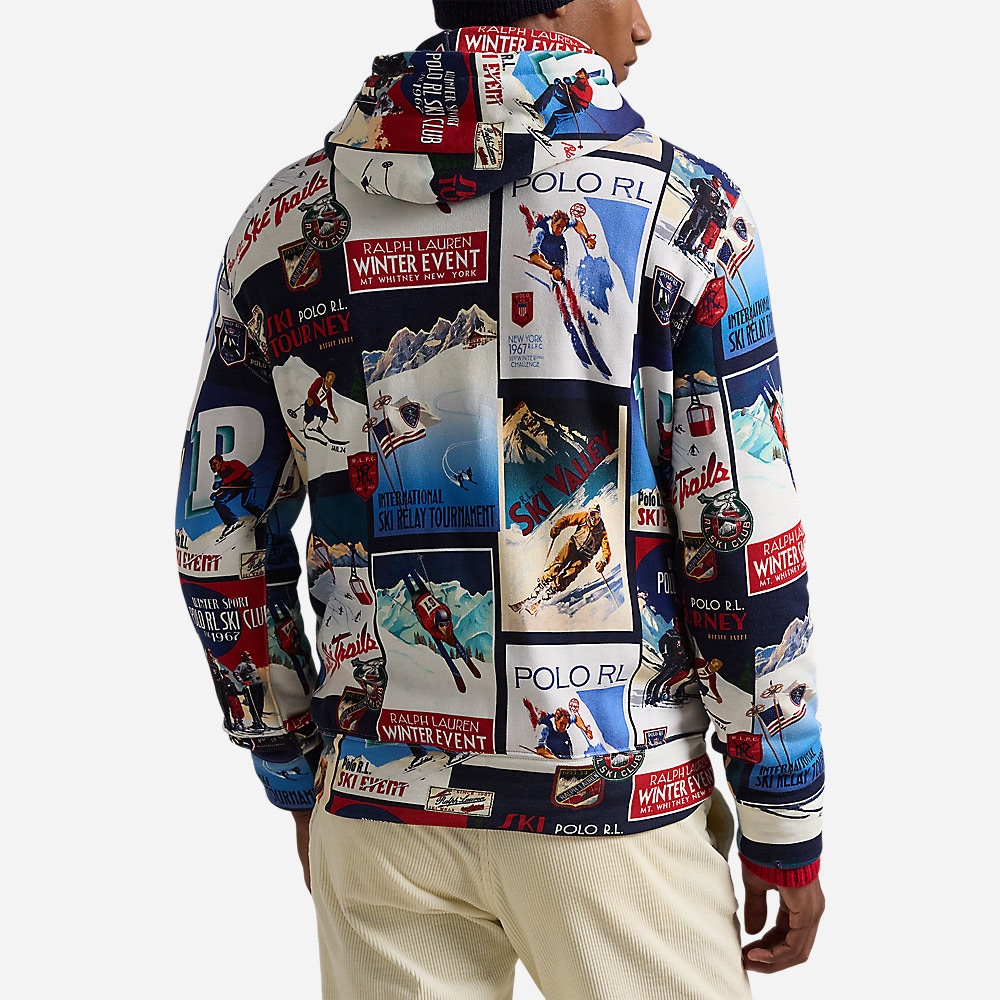 Ski-Patchwork Fleece Hoodie - Navy Multi