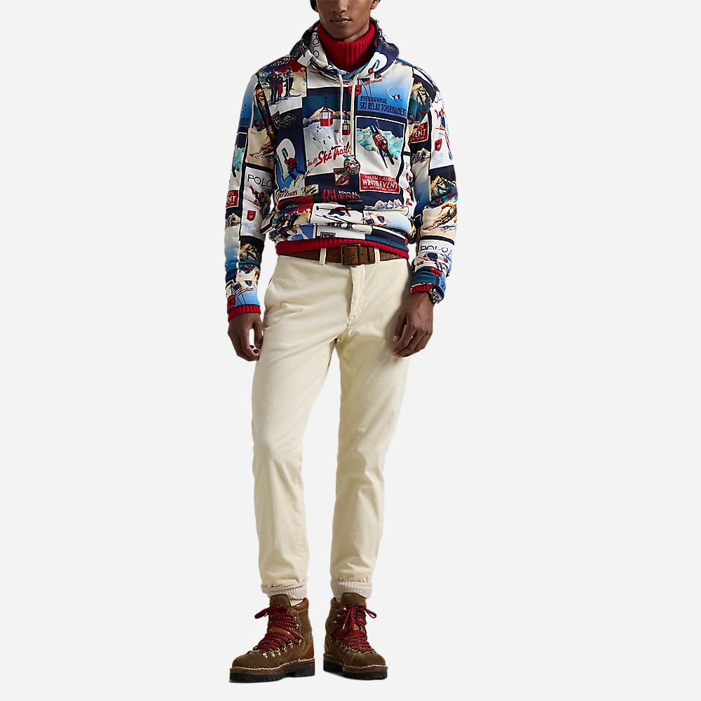 Ski-Patchwork Fleece Hoodie - Navy Multi