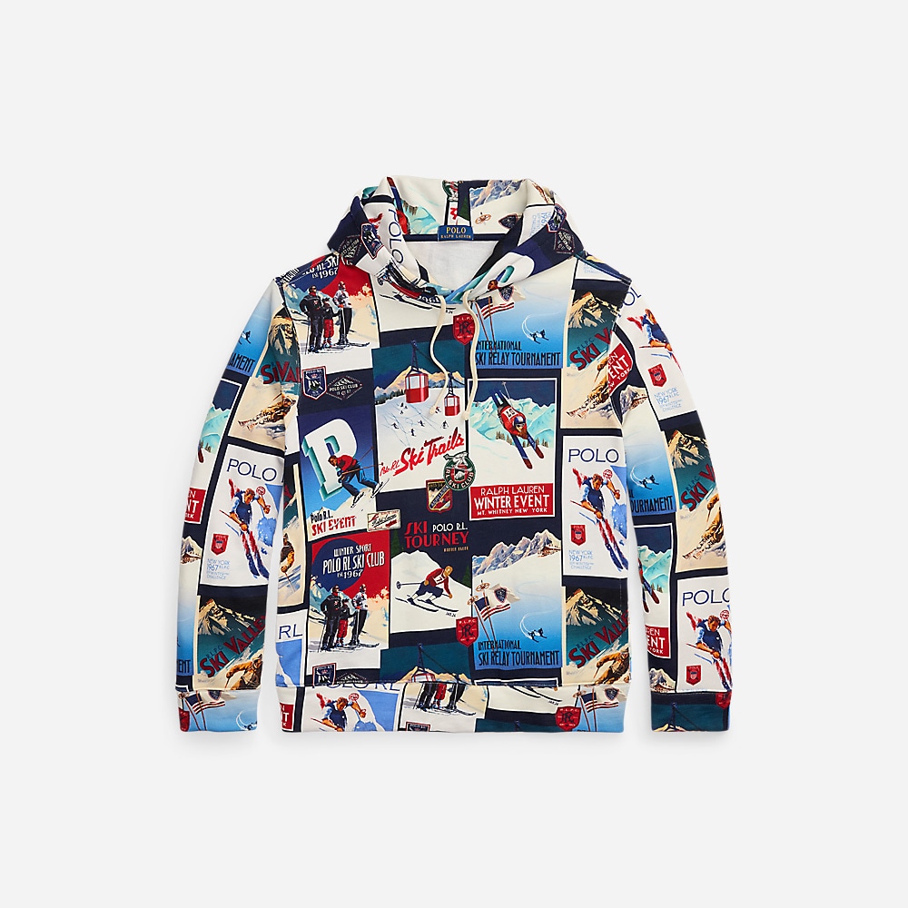Ski-Patchwork Fleece Hoodie - Navy Multi
