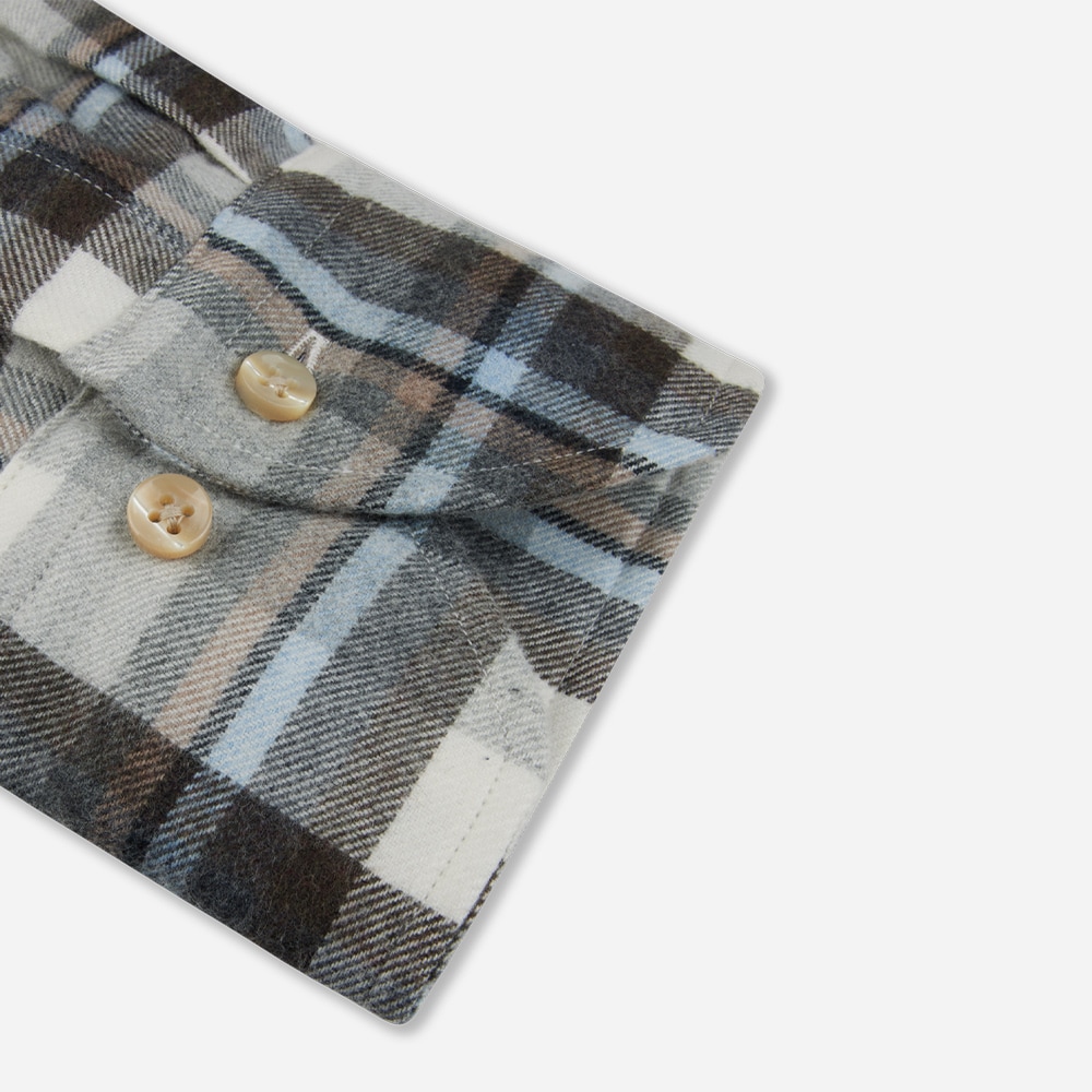 Fitted Body Flanel Shirt - Light Blue Check