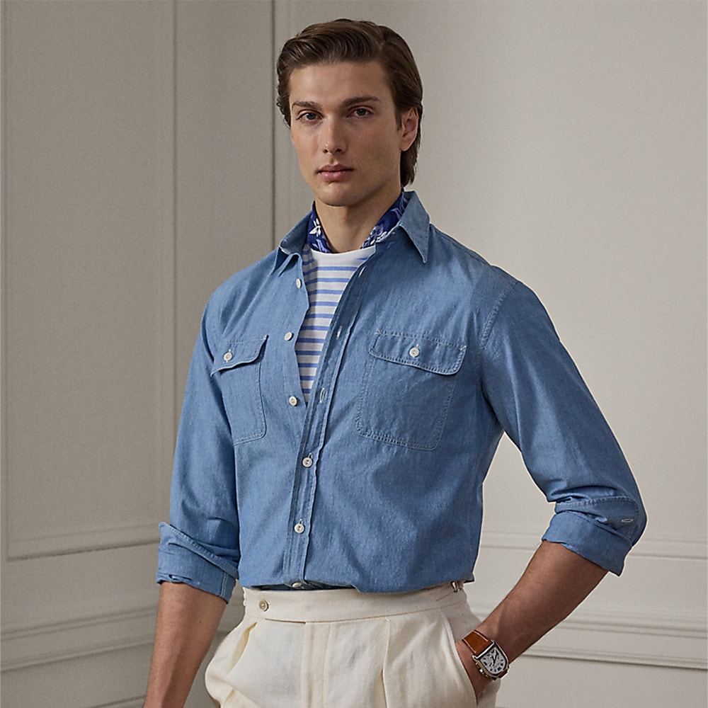 Washed Chambray Shirt - Medium Bermuda Wash
