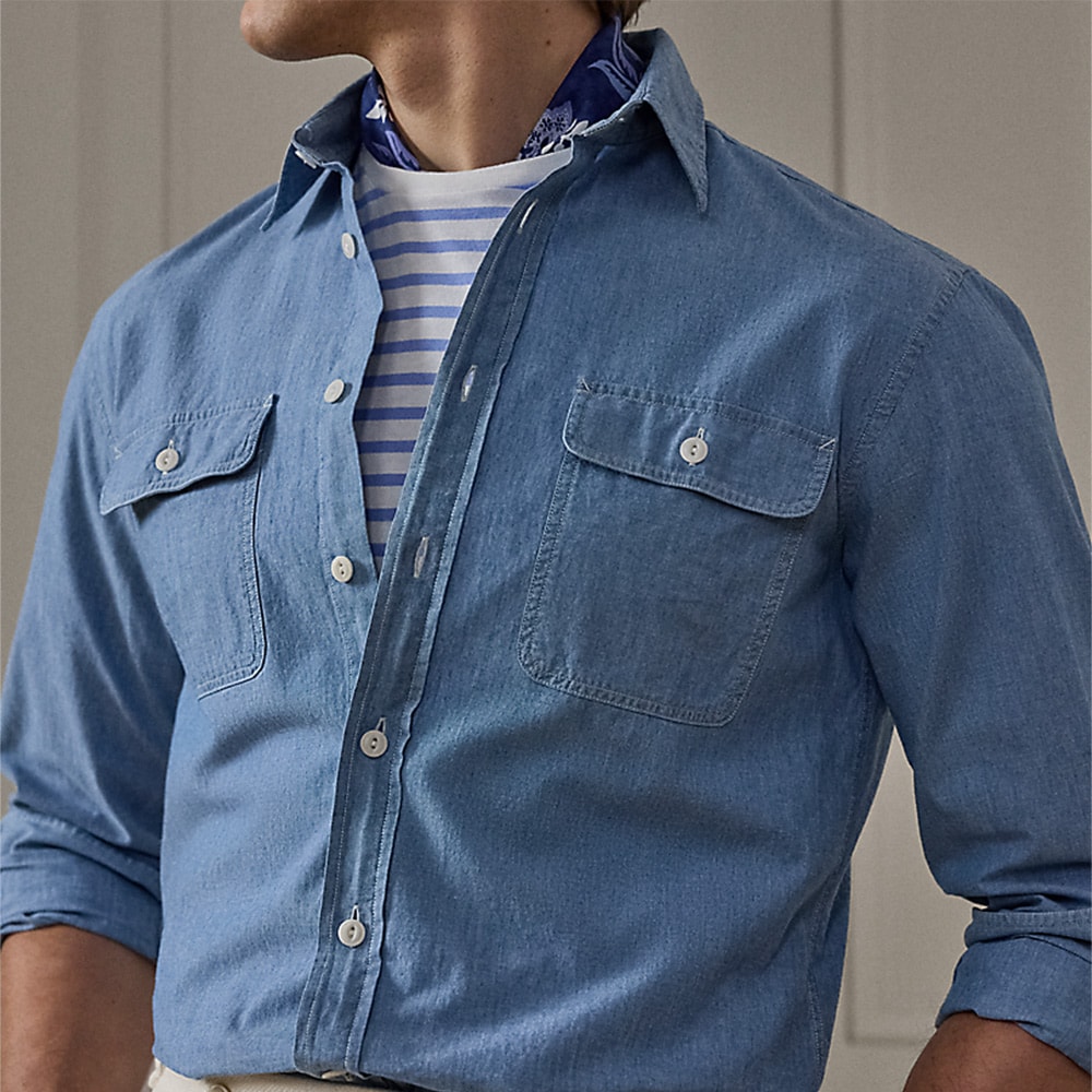 Washed Chambray Shirt - Medium Bermuda Wash