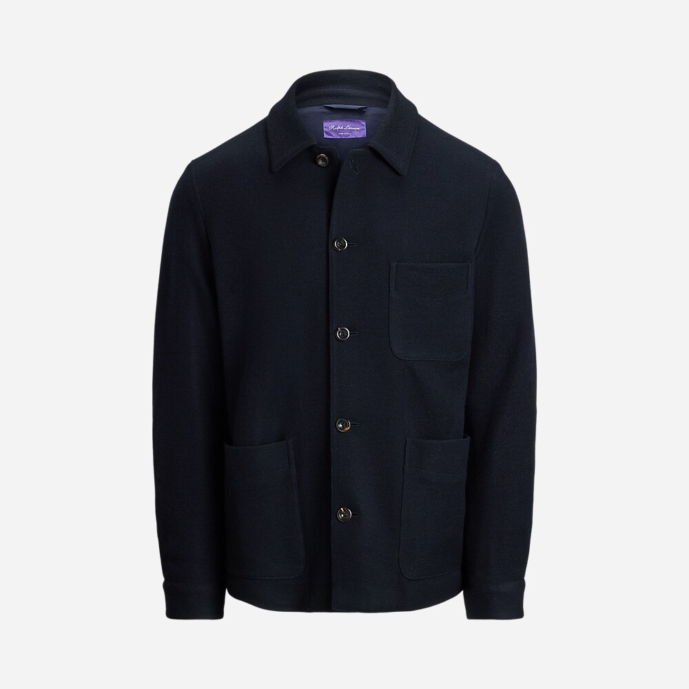 Hand-Tailored Knit Wool-Blend Jacket - Navy