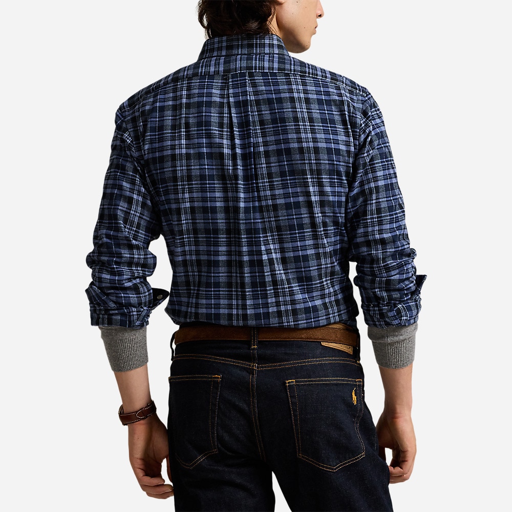 Custom Fit Plaid Brushed Oxford Shirt - Blue Multi