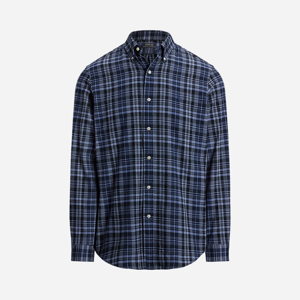 Custom Fit Plaid Brushed Oxford Shirt - Blue Multi