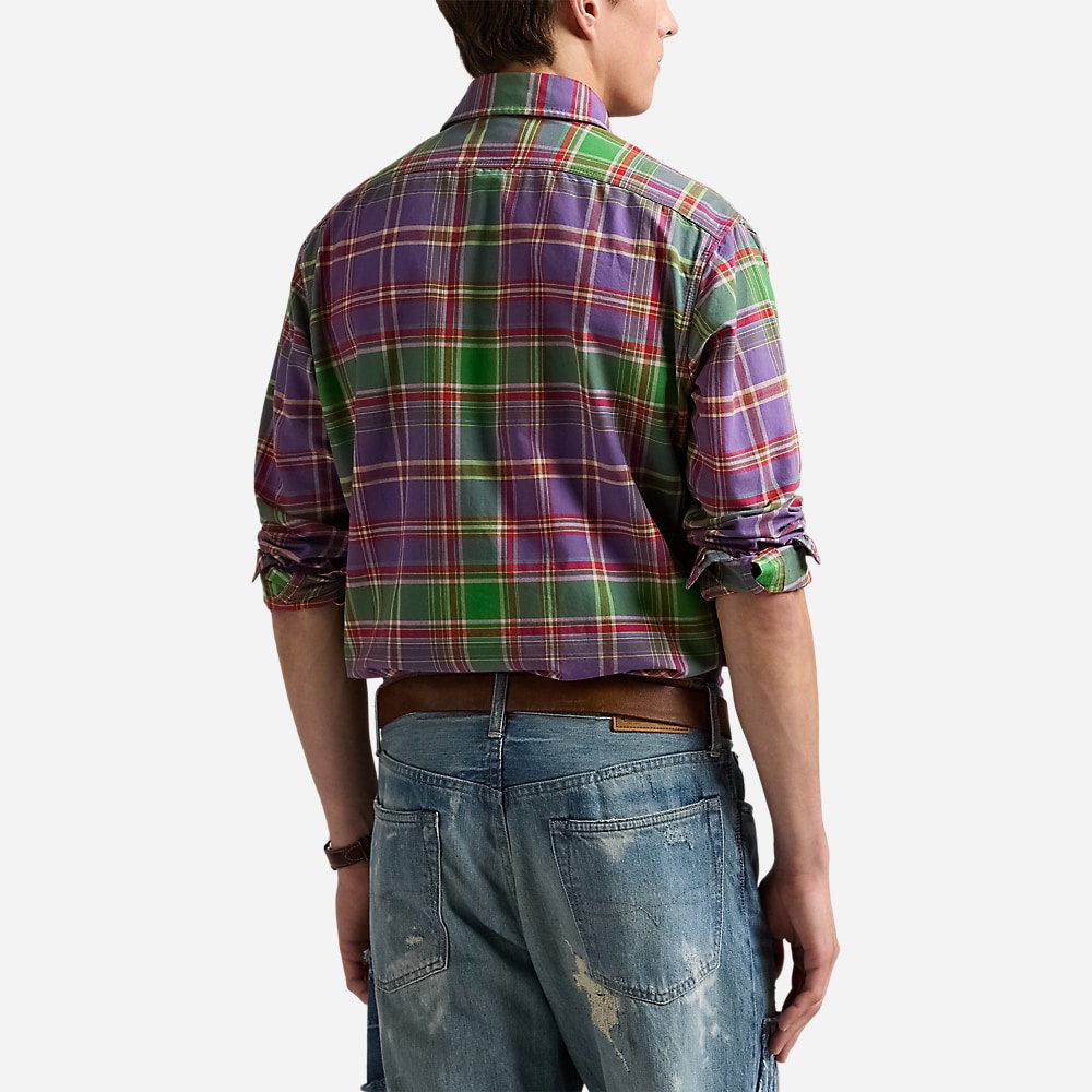 Custom Fit Plaid Oxford Shirt - Purple Green Multi