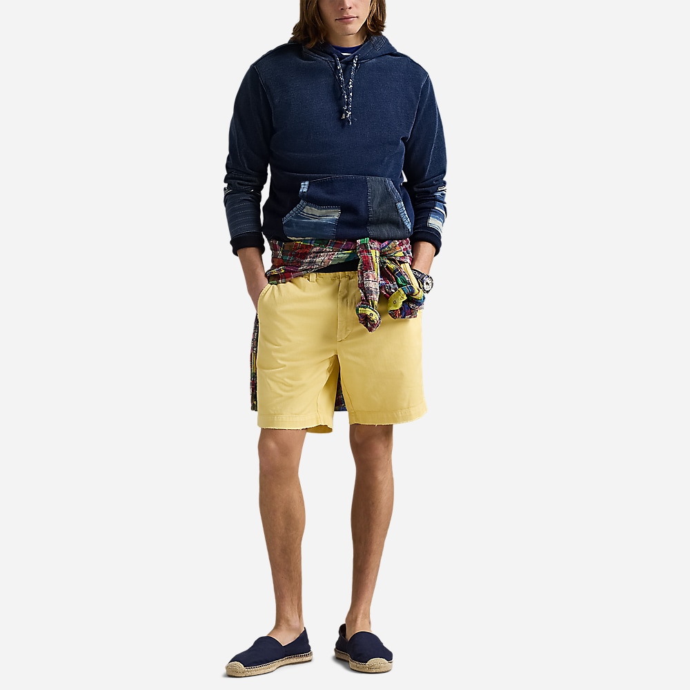 Indigo French Terry Patchwork Hoodie - Dark Indigo Multi