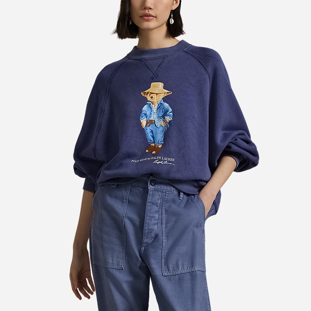 Polo Bear Oversize Fleece Crewneck - Dark Cobalt