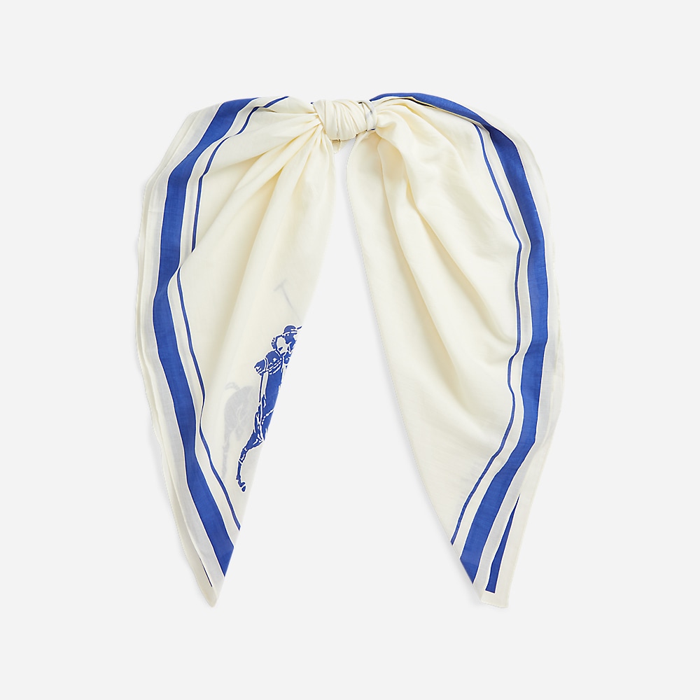 Big Pony Scarf - Cream/Royal Navy