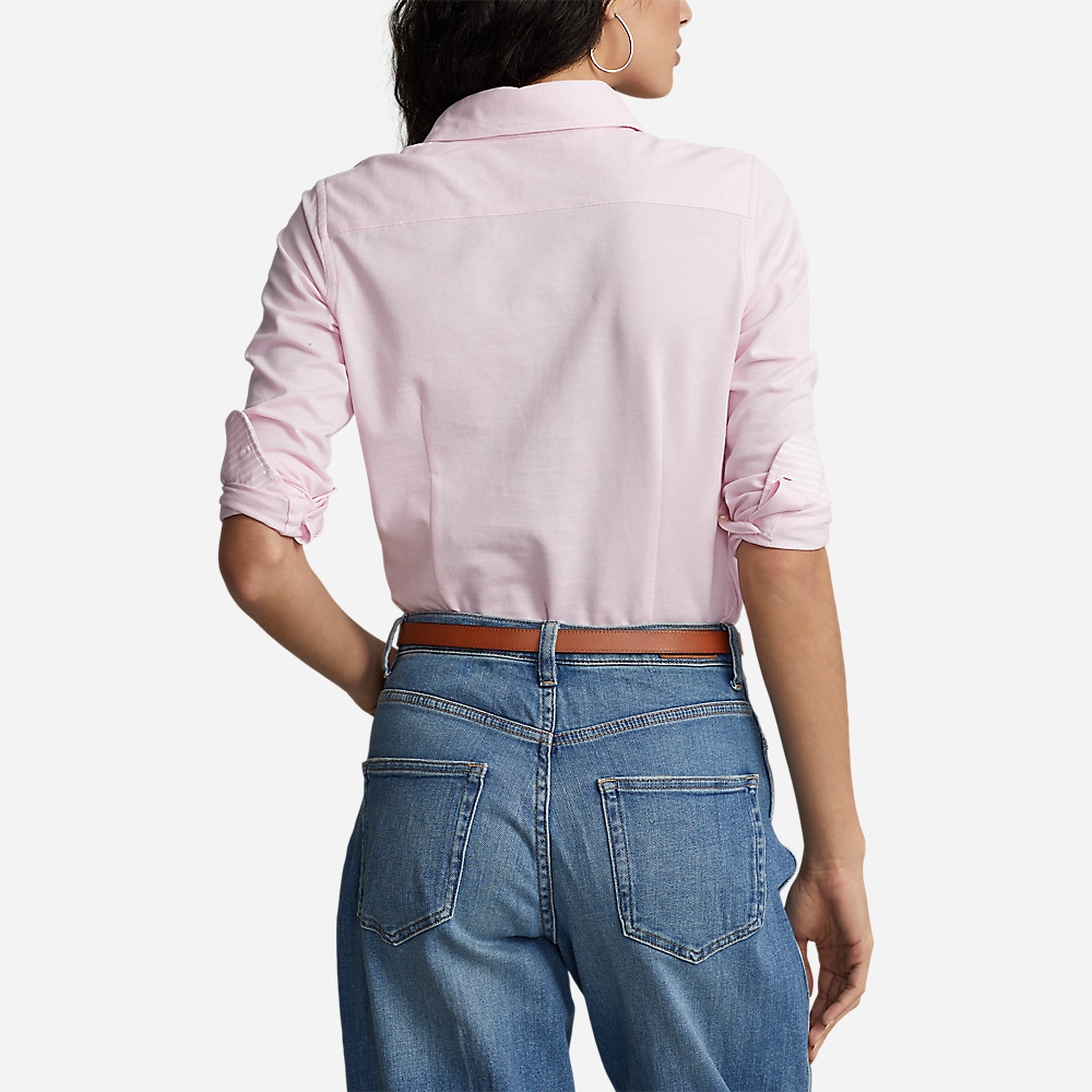 Slim Fit Knit Cotton Oxford Shirt - Carmel Pink