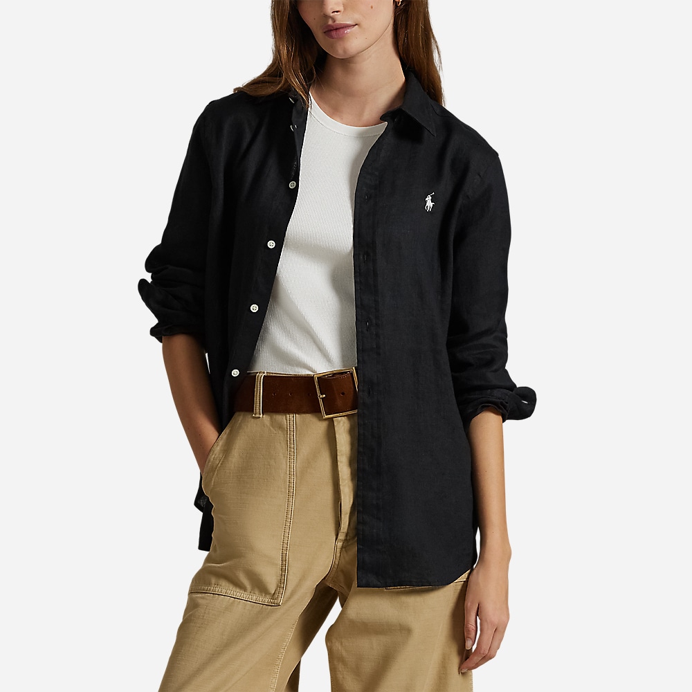 Classic Fit Linen Shirt - Polo Black