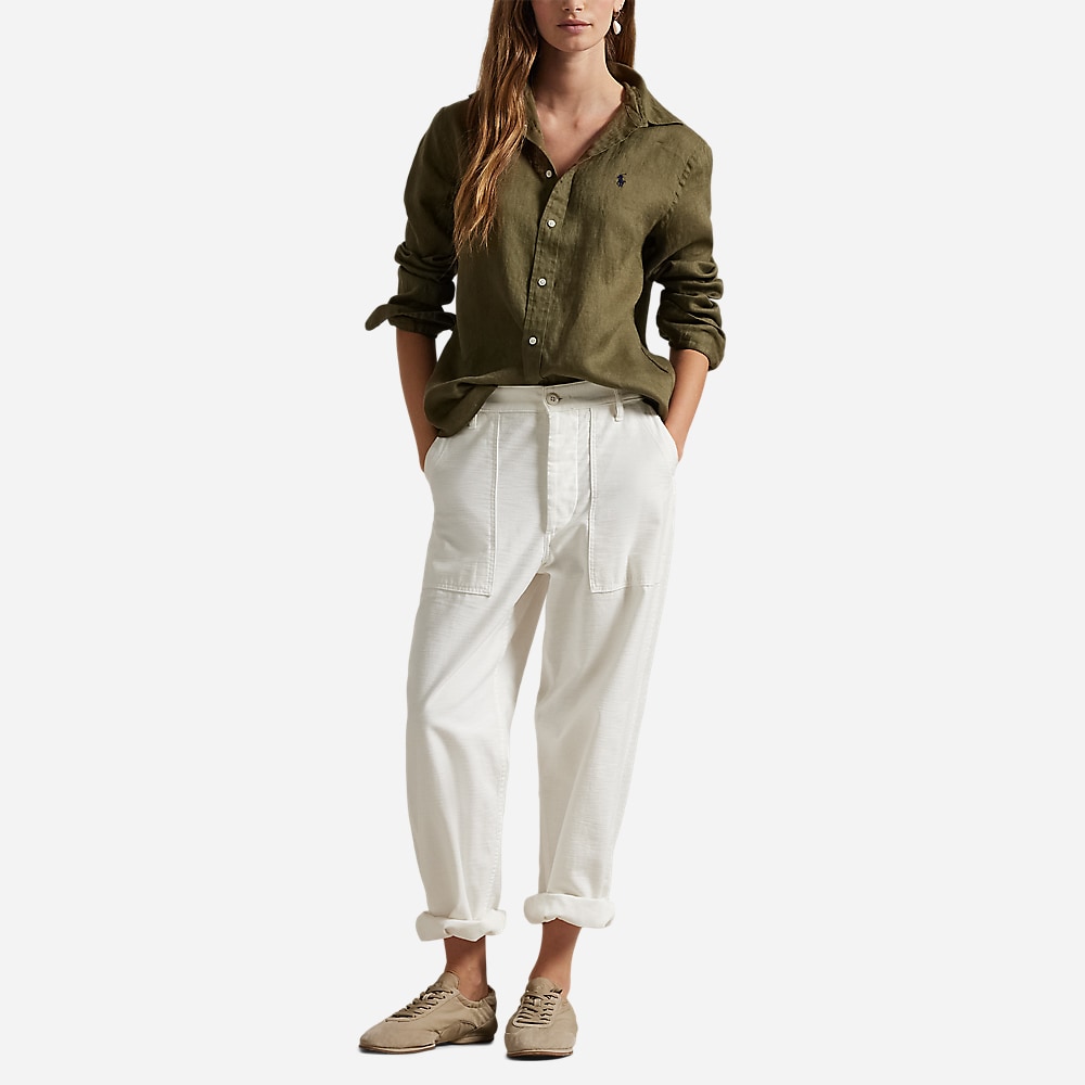 Classic Fit Linen Shirt - Outdoors Olive