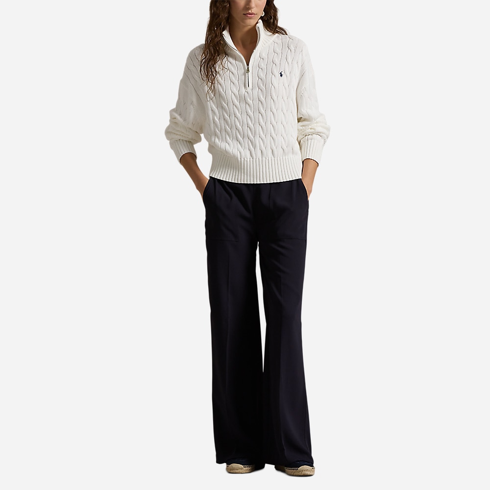 Cable-Knit Cotton Quarter-Zip Sweater - White