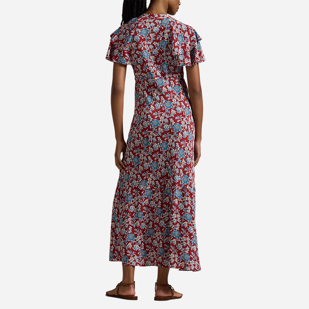 Floral-Print Silk Dress - Retro Garden