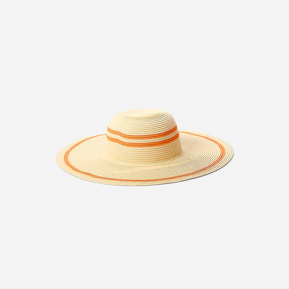 Striped Straw Sun Hat - Natural/Orange Lily