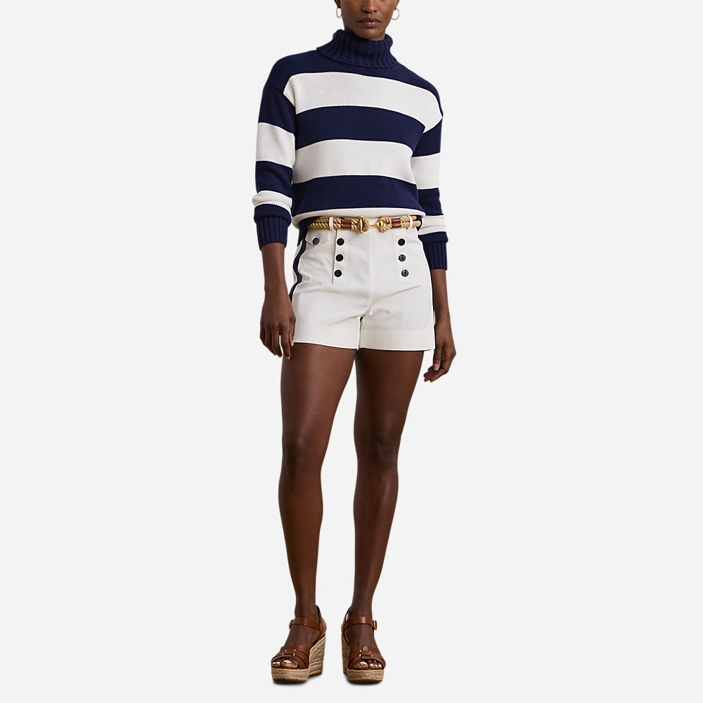 Striped Cotton Turtleneck Sweater - Refined Navy/White
