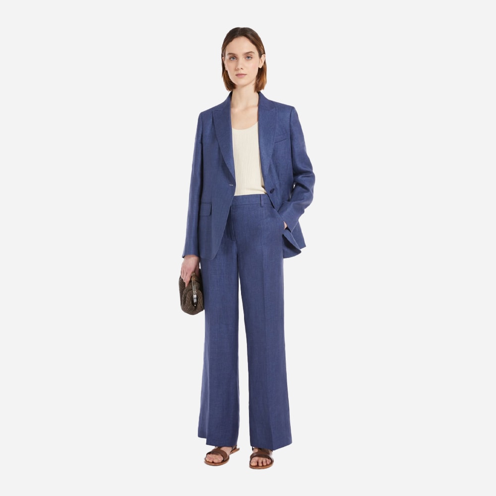 Linen Canvas Trousers -  Navy