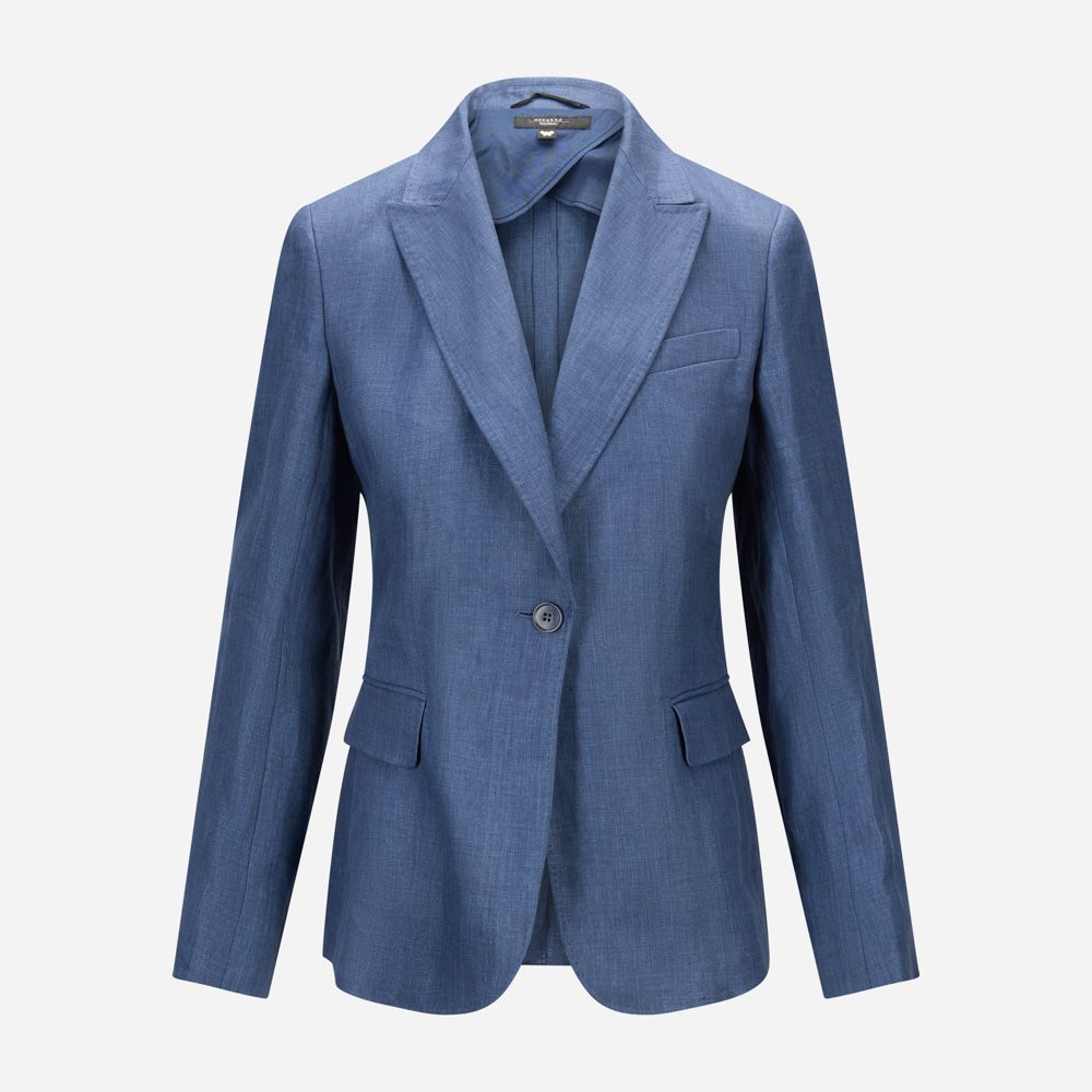 Washed Linen Blazer -  Navy