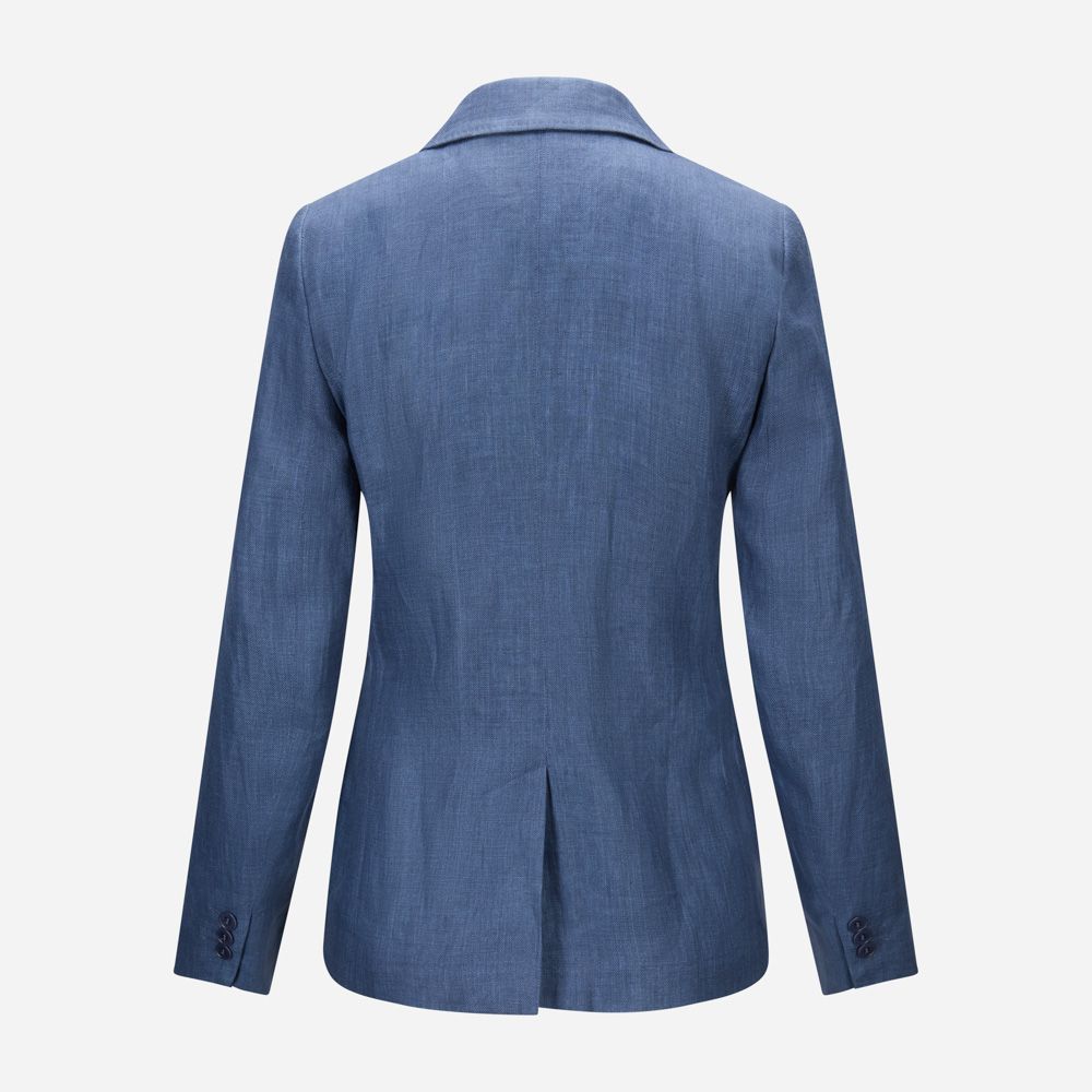 Washed Linen Blazer -  Navy