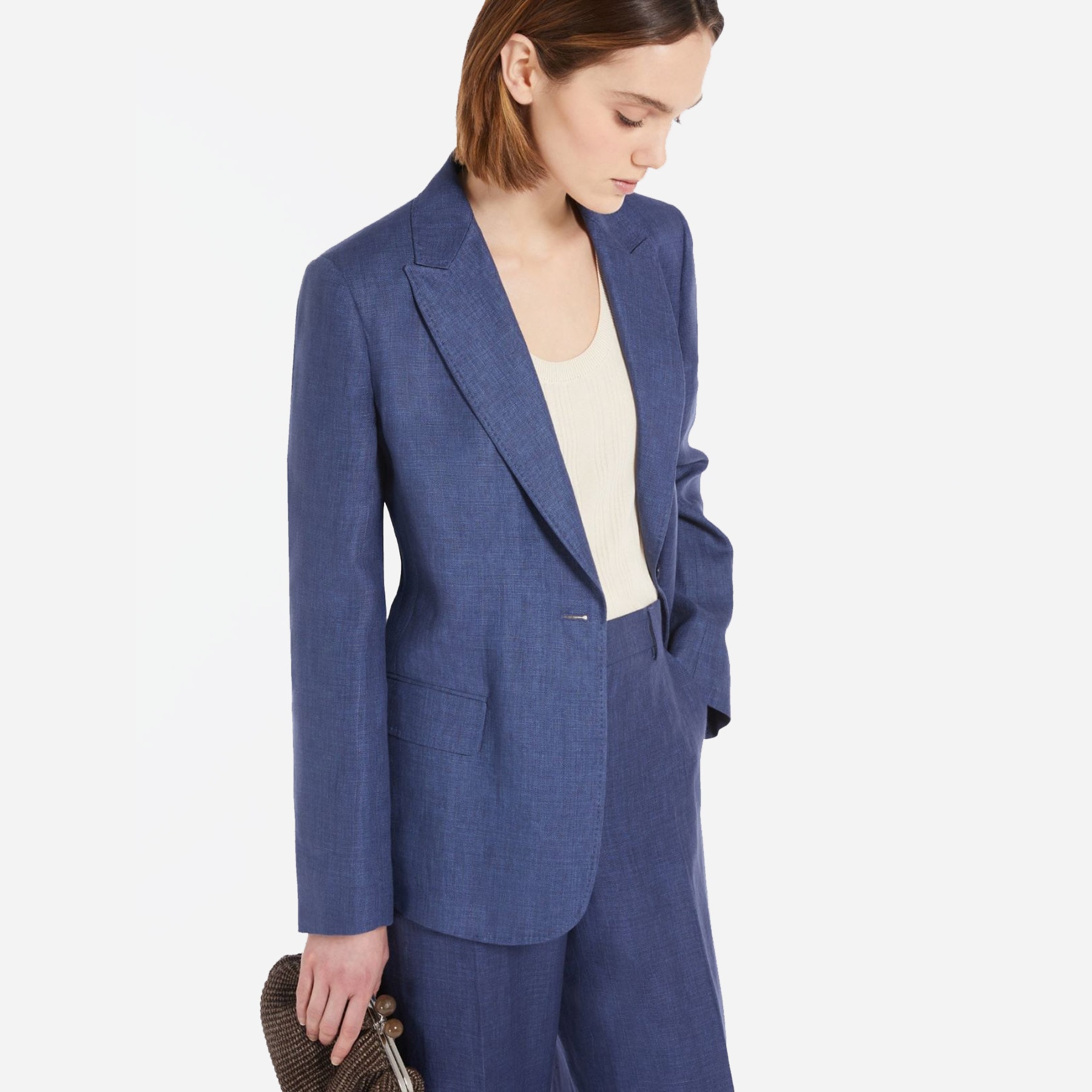 Washed Linen Blazer -  Navy