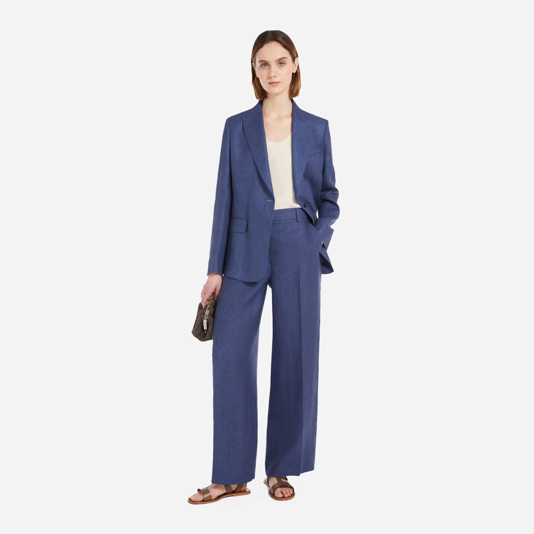Washed Linen Blazer -  Navy