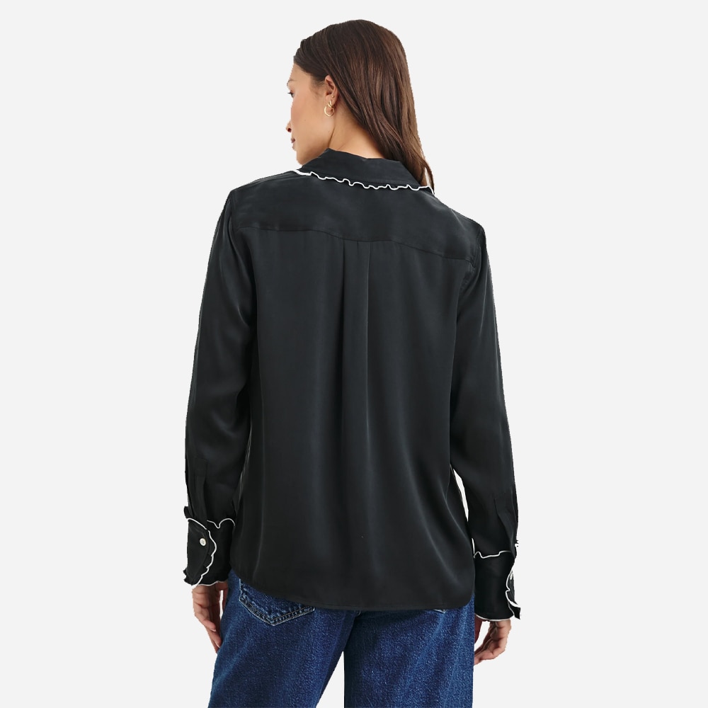 Fia Shirt - Black White Piping