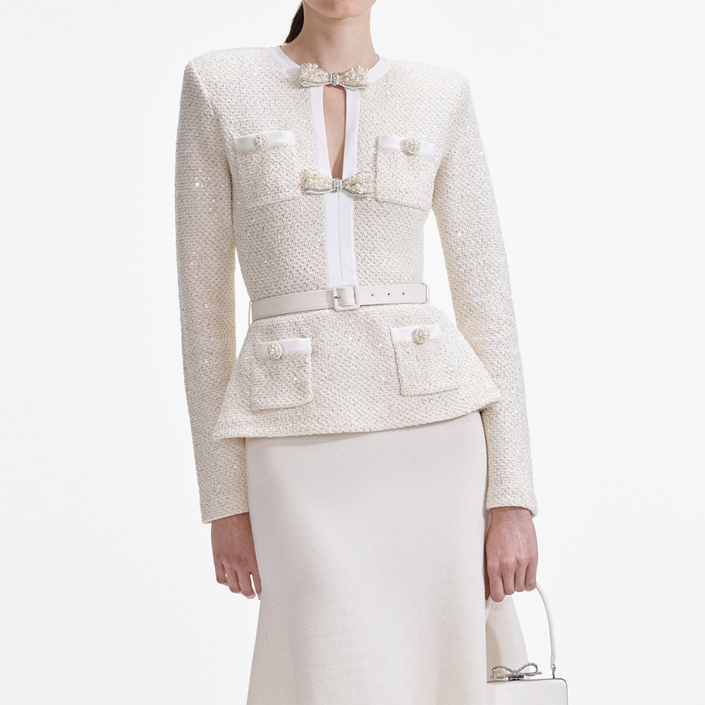 Knit Tailored Midi Dress - Cream