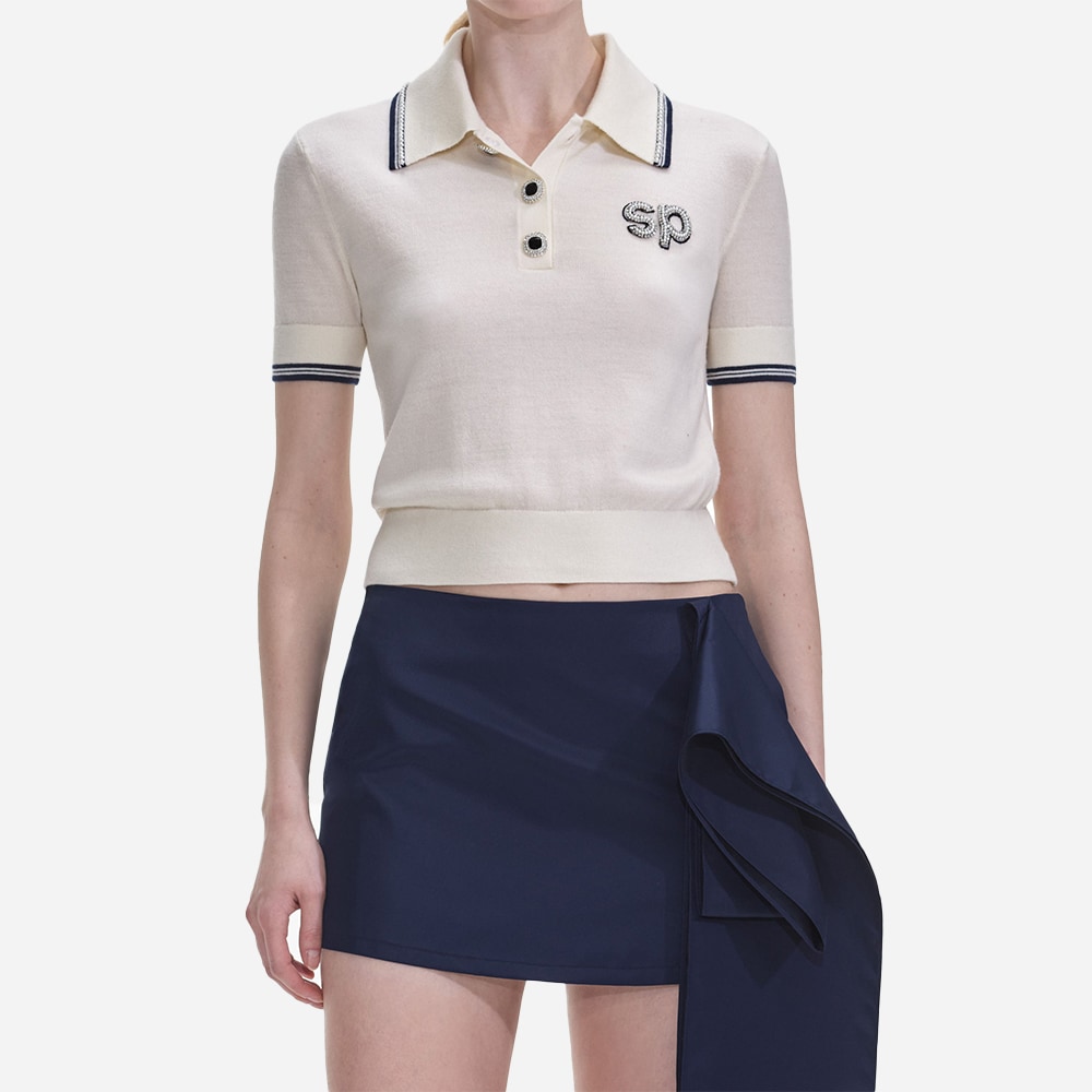 Knit Polo Top - Cream
