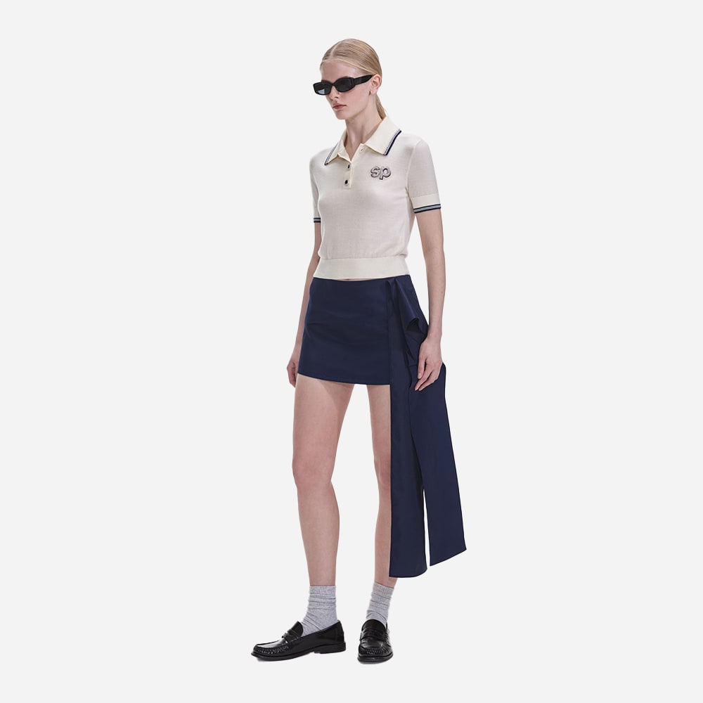 Knit Polo Top - Cream