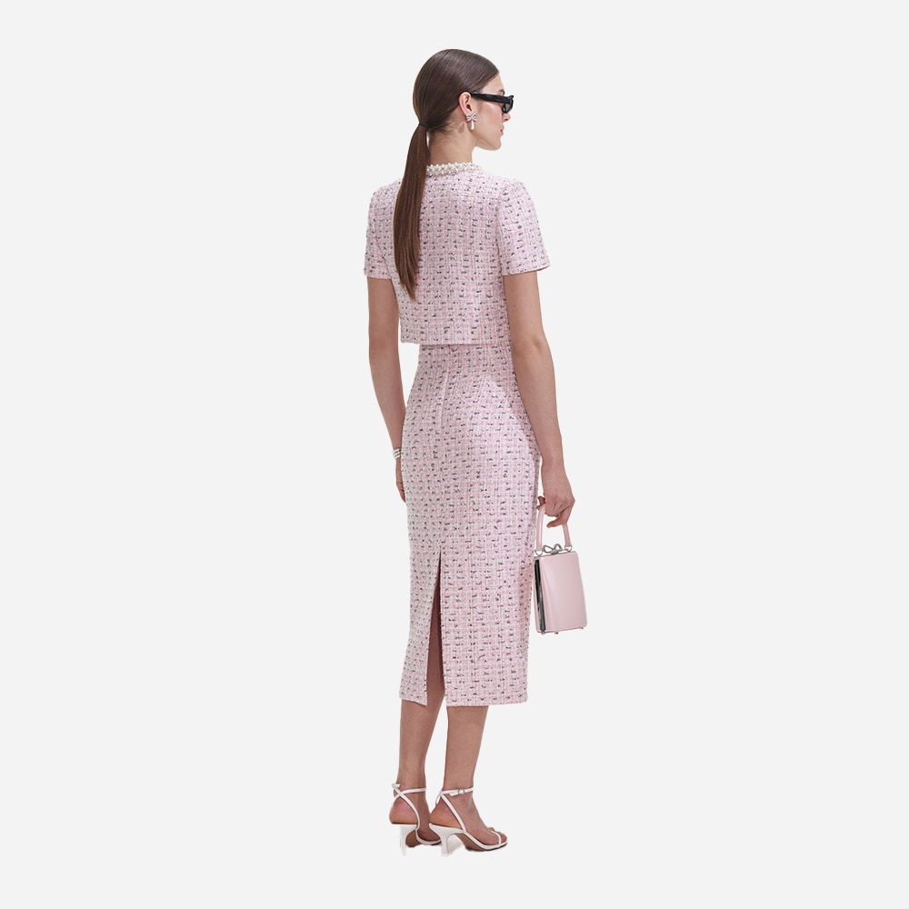Boucle Pearl Midi Skirt - Pink