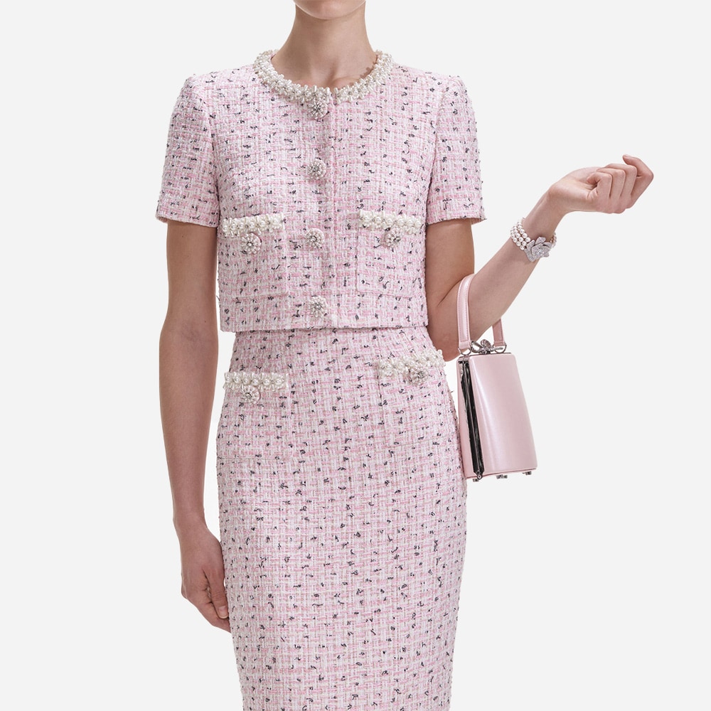 Boucle Pearl Midi Skirt - Pink