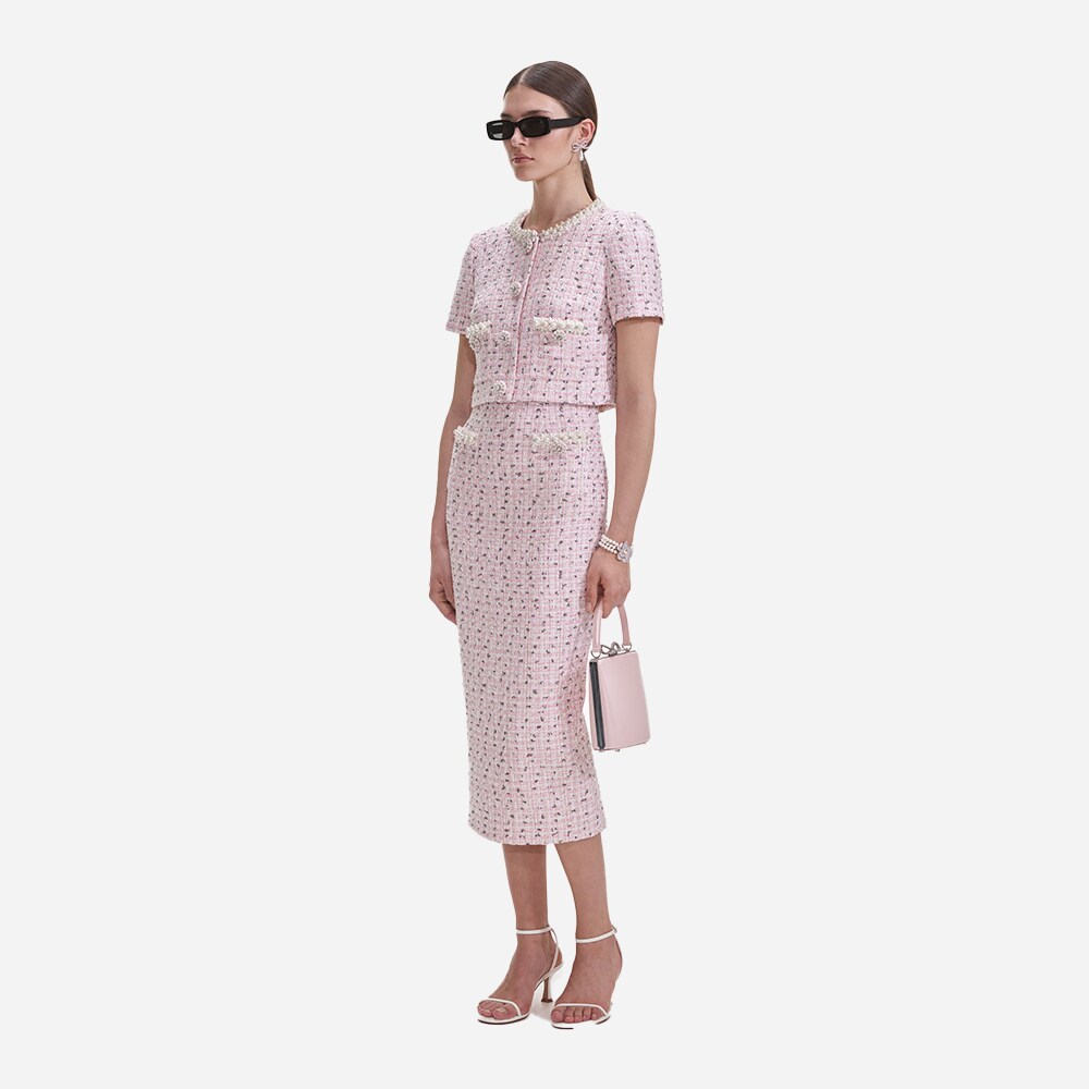 Boucle Pearl Midi Skirt - Pink