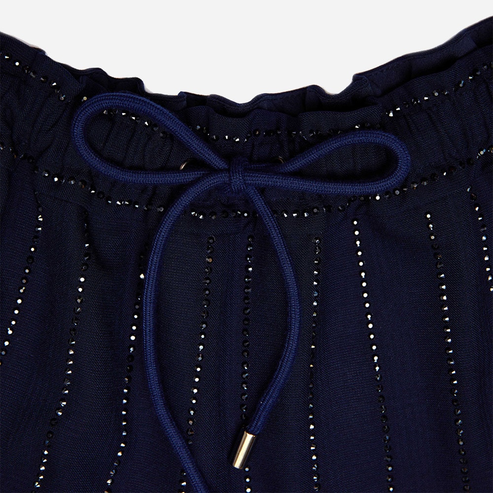 Rhinestone Pinstripe Trousers - Navy