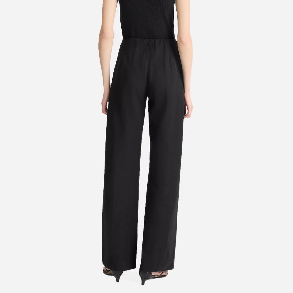 Cotton-Blend High-Waist Bias Pant - Black